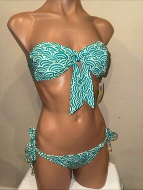 NWT Lisa Curran bandeau bikini set tie side size M